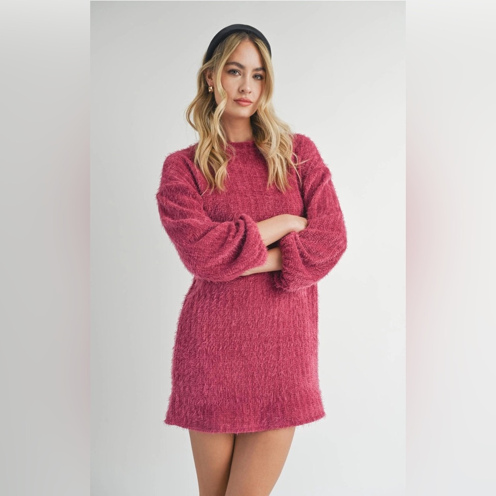 Sadie & Sage Women’s Soirée Mock Neck Bishop Sleeve Sweater Dress - US L